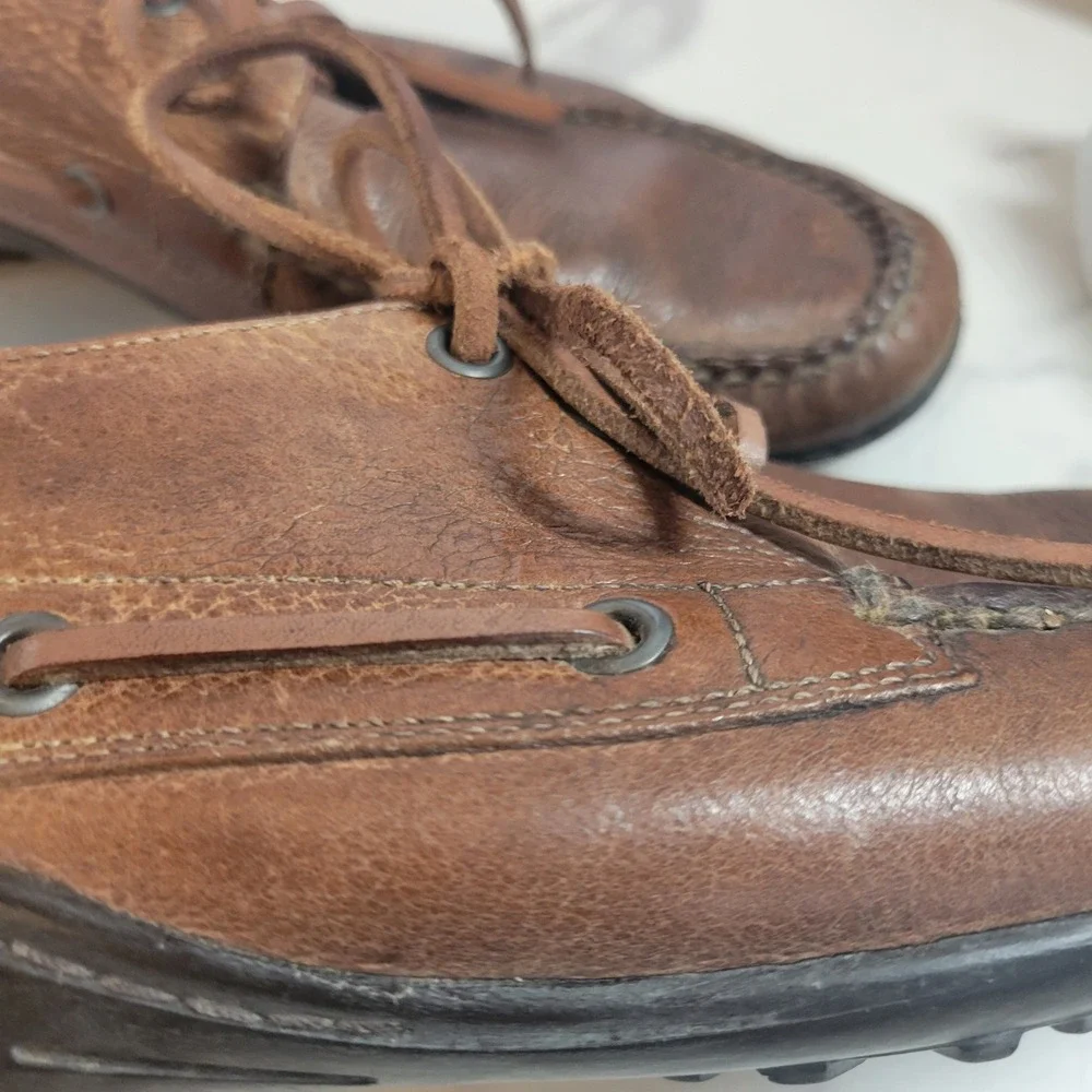Martin Dingman Mens Brown Leather Boat Shoes Vibram Sole 9.5 M Chukka Brazil